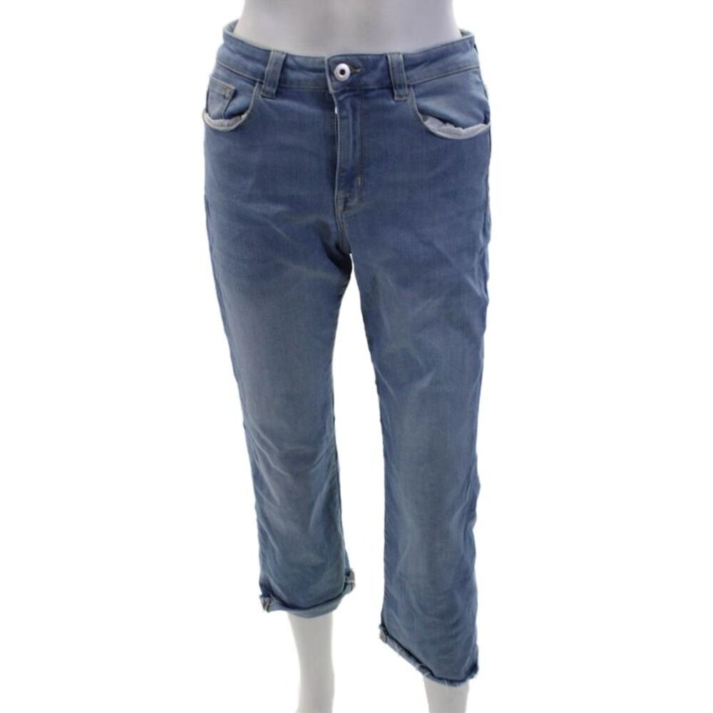 Elliott Lauren Womens Cropped High Rise Jeans Light Blue Size 4